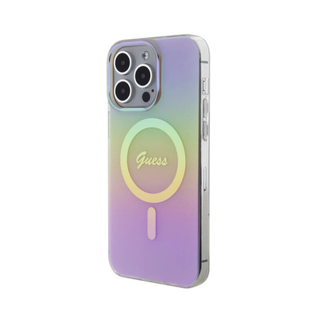 Guess IML Iridescent MagSafe - Etui iPhone 15 Pro (różowy) (GUHMP15LHITSP)