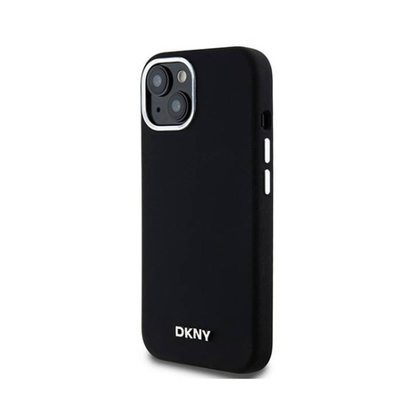 DKNY Liquid Silicone Small Metal Logo MagSafe - Etui iPhone 15 / 14 / 13 (czarny) (DKHMP15SSMCHLK)