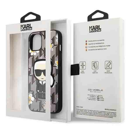 Karl Lagerfeld Iconic Karl Flower - Etui iPhone 13 (szary) (KLHCP13MPMNFIK1)