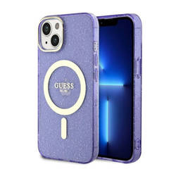 Guess Glitter Gold MagSafe - Etui iPhone 14 Plus (Purpurowy) (GUHMP14MHCMCGU)
