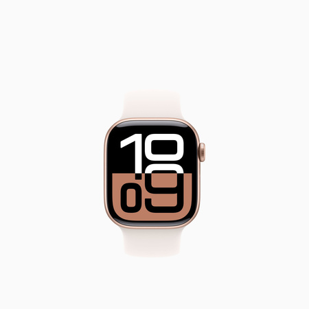 Apple Watch Series 10 GPS 42mm Koperta z aluminium w kolorze różowego złota, pasek sportowy w kolorze łagodnego różu - S/M (MWWH3ET/A)