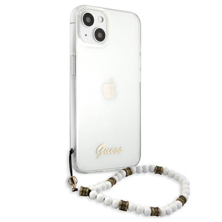 Guess White Pearl Strap - Etui iPhone 15 / 14 / 13 (przezroczysty) (GUHCP13MKPSWH)