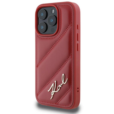 Karl Lagerfeld Quilted Signature - Etui iPhone 16 Pro (czerwony) (KLHCP16LPQDSMGR)