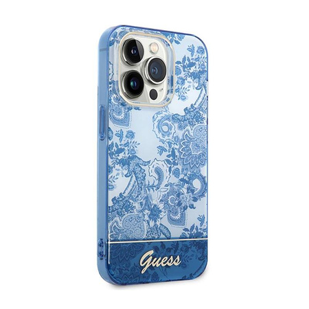 Guess Porcelain Collection - Etui iPhone 14 Pro (niebieski) (GUHCP14LHGPLHB)