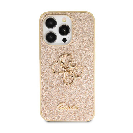 Guess Glitter Script Big 4G - Etui iPhone 14 Pro (złoty) (GUHCP14LHG4SGD)