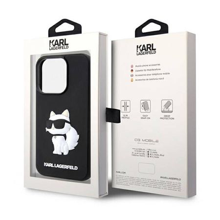 Karl Lagerfeld 3D Rubber NFT Choupette - Etui iPhone 14 Pro (Czarny) (KLHCP14L3DRKHNK)