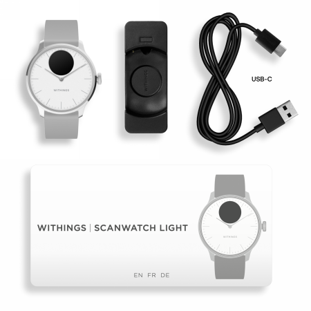 Withings Scanwatch Light - smartwatch hybrydowy (37mm, white) (HWA11-model 3-All-Int)