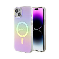 Guess IML Iridescent MagSafe - Etui iPhone 15 Plus (różowy) (GUHMP15MHITSP)