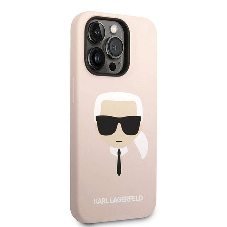Karl Lagerfeld Silicone Ikonik Karl`s Head MagSafe - Etui iPhone 14 Pro Max (różowy) (KLHMP14XSLKHLP)