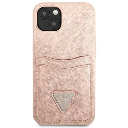Guess Saffiano Double Card Triangle - Etui iPhone 13 (różowy) (GUHCP13MPSATPP)
