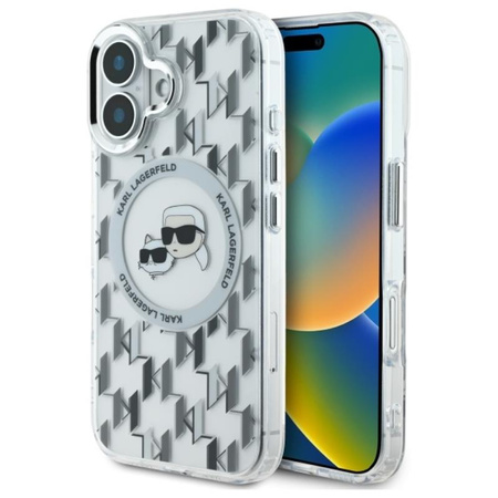 Karl Lagerfeld IML Monogram Karl & Choupette Head MagSafe - Etui iPhone 16 (przezroczysty) (KLHMP16SHMCKMHT)