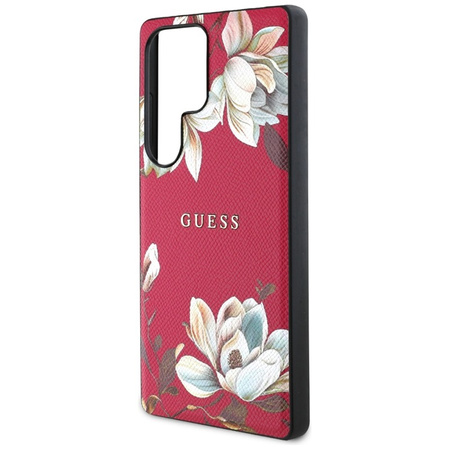Guess Grained Printed Flower Pattern MagSafe - Etui do Samsung Galaxy S25 Ultra (fuksja) (GUHMS25LPGNMPLMF)