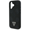 Guess Grained Hot Stamp Peony Triangle Logo MagSafe - Etui do iPhone 16 (czarny) (GUHMP16SPGBTMK)