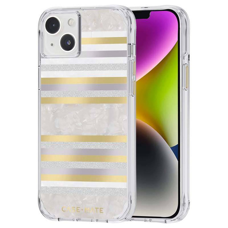 Case-Mate Pearl Stripes MagSafe - Etui iPhone 14 Plus zdobione masą perłową (Pearl Stripes) (CM049272)