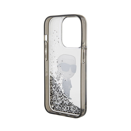 Karl Lagerfeld Liquid Glitter Ikonik - Etui iPhone 15 Pro Max (przezroczysty) (KLHCP15XLKKNSK)