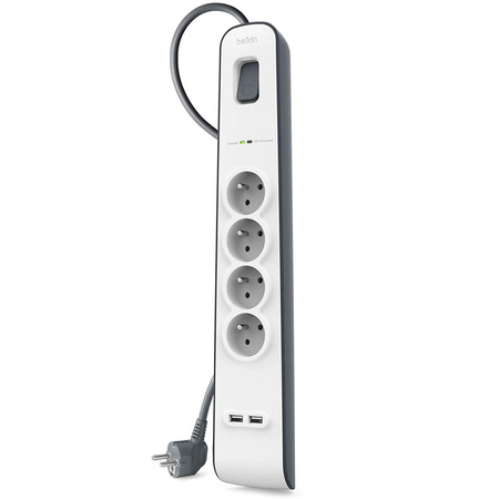 Belkin listwa antyprzepięciowa, 4 gniazda 2m, 2 x USB 2.4A (BSV401CA2M)
