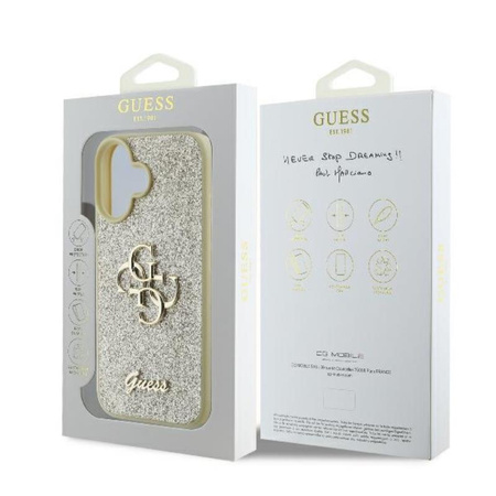 Guess Fixed Glitter Big 4G - Etui iPhone 16 Plus (złoty) (GUHCP16MHG4SGD)
