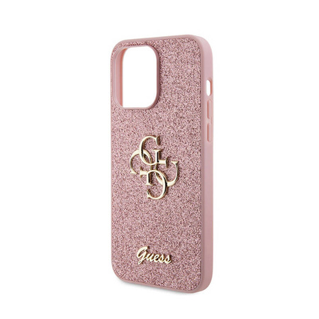 Guess Glitter Script Big 4G - Etui iPhone 15 Pro (różowy) (GUHCP15LHG4SGP)