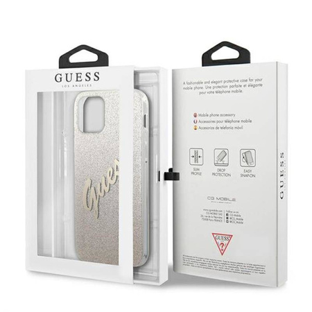 Guess Glitter Gradient Script - Etui iPhone 12 mini (złoty) (GUHCP12SPCUGLSGO)