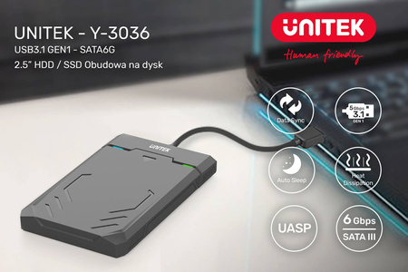 Unitek obudowa USB3.1 HDD/SSD SATA 6G UASP (Y-3036)