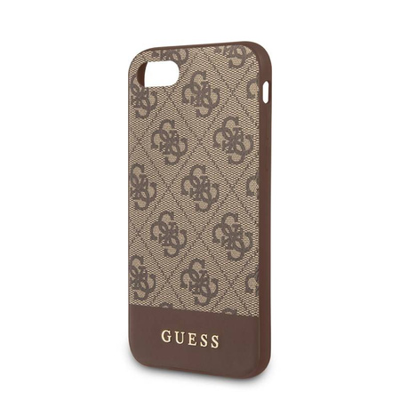 Guess 4G Bottom Stripe Collection - Etui iPhone SE 2020 / 8 / 7 (brązowy) (GUHCI8G4GLBR)