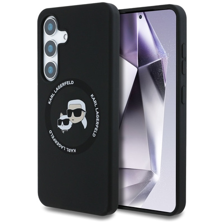 Karl Lagerfeld Silicone Double Heads And Circle MagSafe - Etui Samsung Galaxy S25 (czarny) (KLHMS25SSKCHTCK)