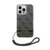 Guess 4G Print Cord - Etui ze smyczką iPhone 14 Pro Max (czarny) (GUOHCP14XH4STK)