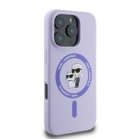 Karl Lagerfeld Silicone Karl & Choupette Ring MagSafe - Etui iPhone 16 Pro Max (fioletowy) (KLHMP16XSCMKCRHU)
