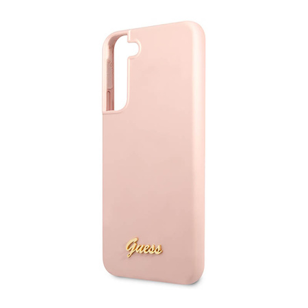 Guess Silicone Script Metal Logo - Etui Samsung Galaxy S23+ (różowy) (GUHCS23MLSLMGPP)