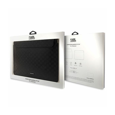Karl Lagerfeld Saffiano Monogram Plaque Sleeve - Etui na notebook 14" (Czarny) (KLCS14SAKLHPK)