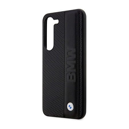 BMW Leather Textured & Stripe - Etui Samsung Galaxy S23 (czarny) (BMHCS23S22RDPK)