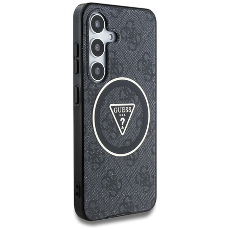 Guess 4G Glitter Triangle Buttons MagSafe - Etui do Samsung Galaxy S25+ (czarny) (GUHMS25MHG4PRTGK)