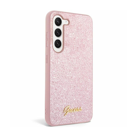 Guess Glitter Flakes Metal Logo Case - Etui Samsung Galaxy S24+ (różowy) (GUHCS24MHGGSHP)