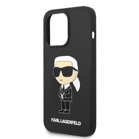 Karl Lagerfeld Silicone NFT Ikonik MagSafe - Etui iPhone 14 Pro (czarny) (KLHMP14LSNIKBCK)