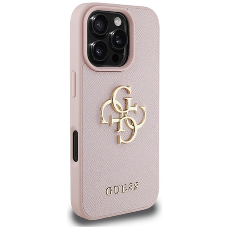 Guess Grained Big 4G Logo Small Classic Logo - Etui do iPhone 16 Pro Max (różowy) (GUHCP16XPGT4MBP)