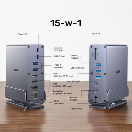 Unitek Uniwersalna stacja dokująca DisplayLink 4K x3 (D1135AGY01)