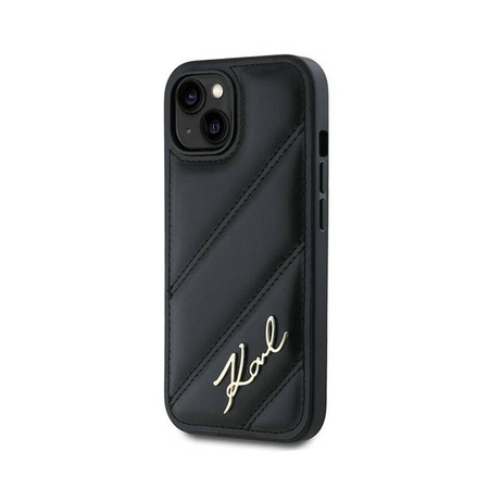 Karl Lagerfeld Diagonal Quilted Script - Etui iPhone 15 / 14 / 13 (czarny) (KLHCP15SPQDSMGK)
