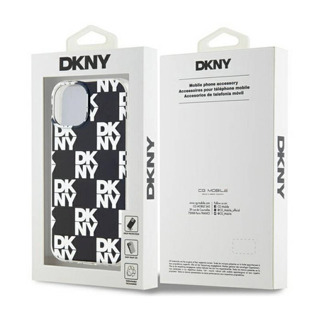 DKNY IML Checkered Mono Pattern - Etui do iPhone 15 Plus / 14 Plus (czarny) (DKHCP15MHDLCEK)