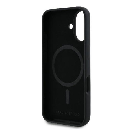 Karl Lagerfeld Silicone Karl & Choupette Ring MagSafe - Etui iPhone 16 Plus (czarny) (KLHMP16MSCMKCRHK)