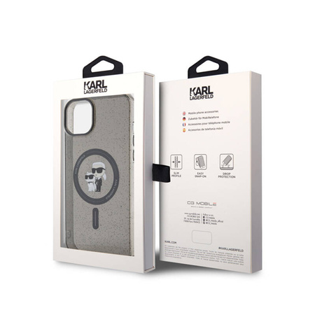 Karl Lagerfeld Karl & Choupette Glitter Magsafe - Etui iPhone 15 (czarny) (KLHMP15SHGKCNOK)