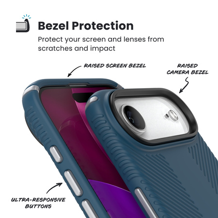 Speck Presidio2 Grip ClickLock & MagSafe - Etui iPhone Air (Deep Sea / Silver Metallic / Spell Blue) (150968-3261)
