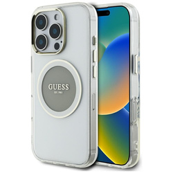 Guess IML Metal Colored Circle Classic Logo MagSafe - Etui do iPhone 16 Pro Max (szary) (GUHMP16XHTDRCEDG)