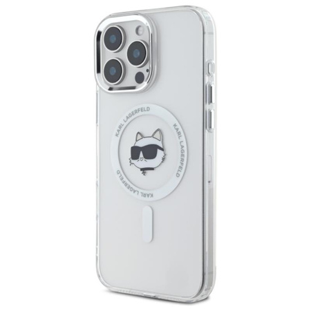 Karl Lagerfeld IML Metal Choupette Head MagSafe - Etui iPhone 16 Pro (biały) (KLHMP16LHLSCHH)