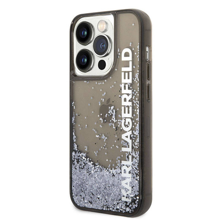 Karl Lagerfeld Liquid Glitter Translucent Elongated Logo Case – Etui iPhone 14 Pro (czarny) (KLHCP14LLCKVK)