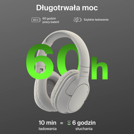 Belkin Słuchawki nauszne, bezprzewodowe, kremowe (AUD009HQSA)