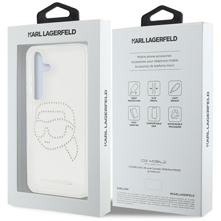 Karl Lagerfeld Rhinestones Karl Head Logo - Etui Samsung Galaxy S25 (przezroczysty) (KLHCS25SHKHDCELT)