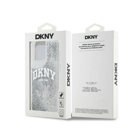 DKNY Liquid Glitter Big Logo - Etui iPhone 15 Pro Max (biały) (DKHCP15XLBNAET)