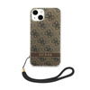 Guess 4G Print Cord - Etui ze smyczką iPhone 14 Plus (brązowy) (GUOHCP14MH4STW)