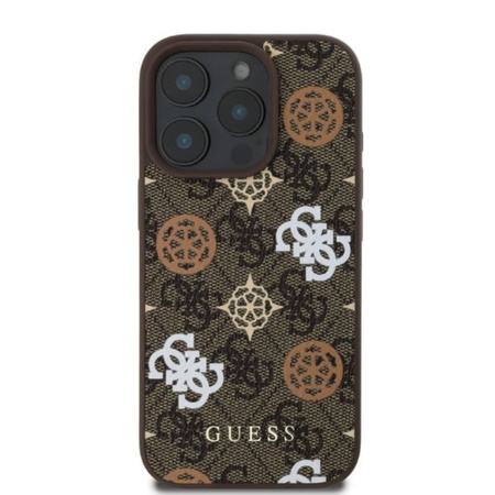 Guess Peony On 4G Background MagSafe - Etui iPhone 16 Pro (brązowy) (GUHMP16LP4PWPW)