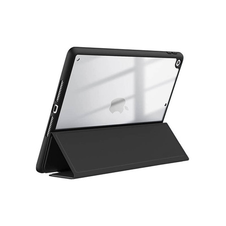 Crong PrimeFolio – Etui iPad 10.2” (2021-2019) z podstawką i schowkiem na Apple Pencil (czarny/przezroczysty) (CRG-PRF-IPD102-BLK)